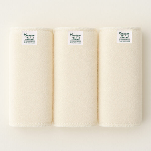 Invigor White Washcloth 3-Pack made with bamboo viscose and satin crepe layers